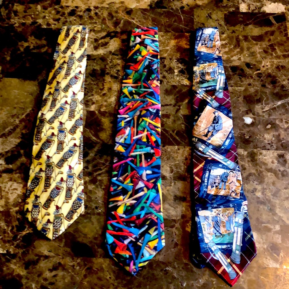3 beautiful Unique Golf Ties, all Hand Made.  Will sell all three for 25.